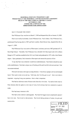 Paul Wilkinson Cary - Caddo Parish Clerk of Court