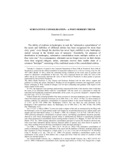 Substantive Consolidation &ndash; A Post-Modern Trend