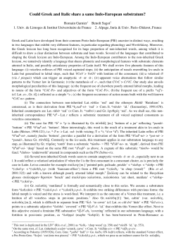 Could Greek and Italic share a same Indo-European