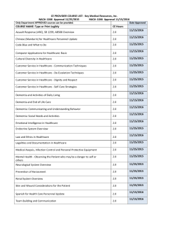 CNA Approved Courses by Contact Hours