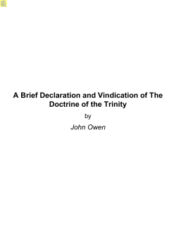 A Brief Declaration and Vindication of The Doctrine of