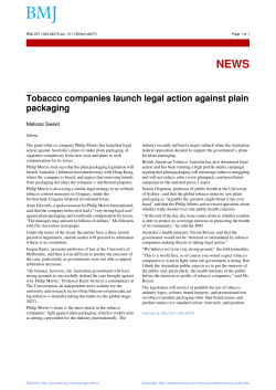 Tobacco companies launch legal action against plain packaging