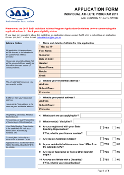 SASI Application Form Country Athlete 2017