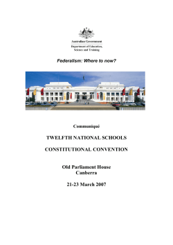 Federalism: where to now? - Civics and Citizenship Education