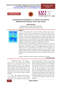 COLONIALISM AND FEMINISM IN JM COETZEE`S FOE