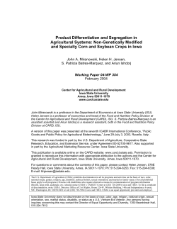 Product Differentiation and Segregation in Agricultural Systems: Non