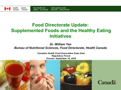 Food Directorate Update - the Canadian Health Food Association