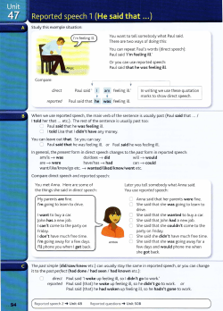 direct You use reported speech: it to the past perfect (had done I had