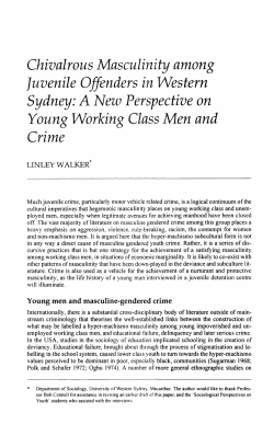 Chivalrous Masculinity among Juvenile Offenders in