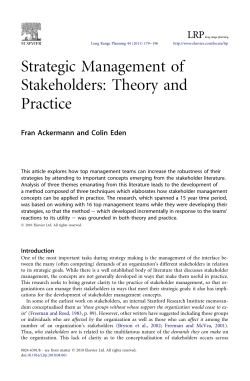 Strategic Management of Stakeholders: Theory and Practice