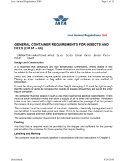 GENERAL CONTAINER REQUIREMENTS FOR INSECTS AND