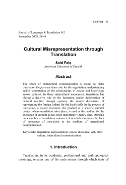 Cultural Misrepresentation through Translation