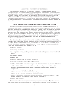ACCOUNTING TREATMENT OF THE MERGER The merger will be
