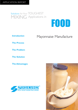 Mayonnaise Manufacture