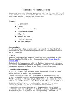 Information for Needs Assessors - Oxford University Assessment