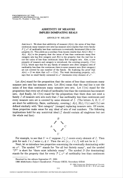 ADDITD7ITY OF MEASURE IMPLIES DOMINATING REALS A C \ y U