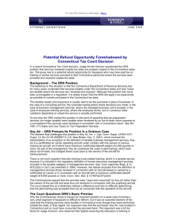 Potential Refund Opportunity Foreshadowed by