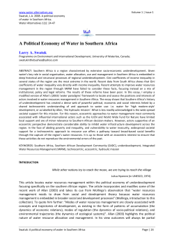 A Political Economy of Water in Southern Africa