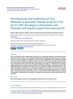 Development and Validation of Two Methods to Quantify Volatile Acids