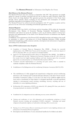 The Montreal Protocol on Substances that Deplete the Ozone