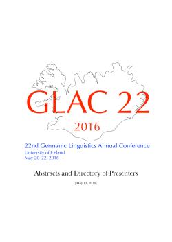GLAC 22 Abstracts and Directory of Presenters