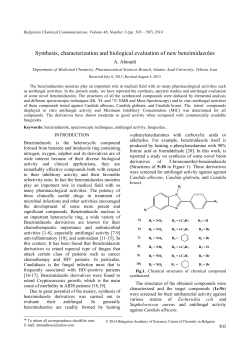 Bulgarian Chemical Communications, Volume 46, Number 1 (pp
