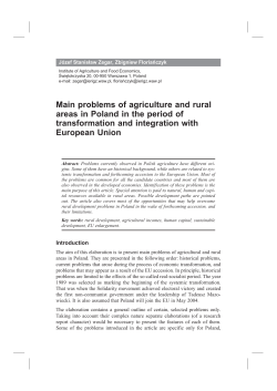Main problems of agriculture and rural areas in Poland in the period