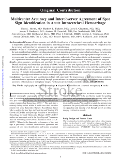Multicenter Accuracy and Interobserver Agreement of Spot Sign
