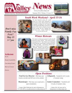 2016 Summer Newsletter - Cove Valley Christian Youth Camp