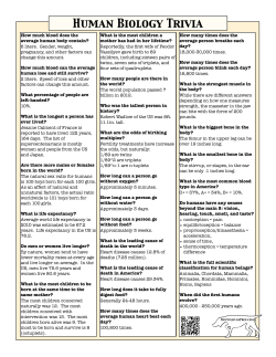 Human Biology Trivia - NEW SULLIVAN PREP.com