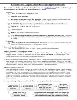 Colonial Pipeline Company - Prospective Shipper Application