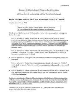 Attachment 1 Proposed Revisions to Regents Policies on Board