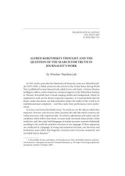 ALFRED KORZYBSKI`S THOUGHT AND THE QUESTION OF THE