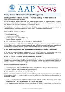 Coding Corner: Tips on how to document history in medical record