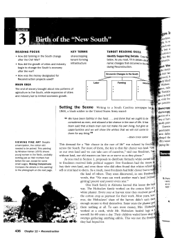 Setting the Scene Writing to a South Carolina newspaper 1865, a