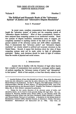 Political and Economic Roots of the Adversary System of Justice and
