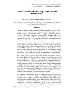 Conservation Agriculture: Global Perspectives and Developments