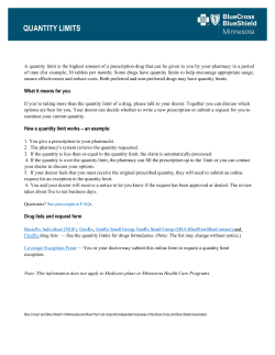 quantity limits - Blue Cross and Blue Shield of Minnesota
