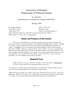 University of Windsor Department of Political Science