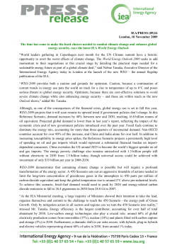 Press Release - World Energy Outlook
