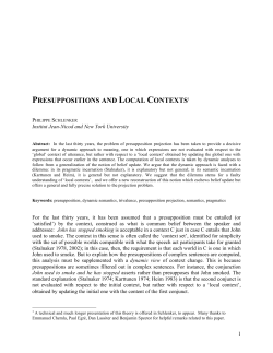 Presuppositions and Local Contexts