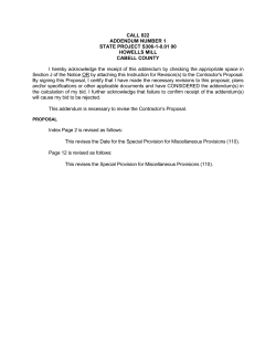 CALL 022 ADDENDUM NUMBER 1 STATE PROJECT S306-1