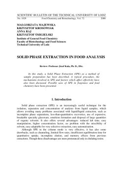 Solid phase extraction in food analysis