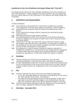 Terms and Conditions - Kelbrook and Sough Village Hall