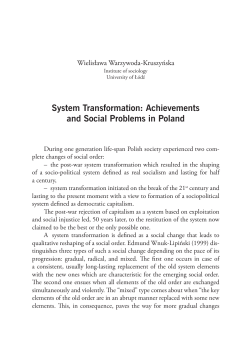 System Transformation: Achievements and Social Problems in Poland