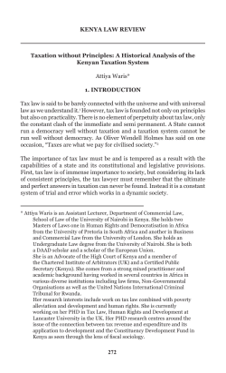 Kenya Law Review 272 Taxation without Principles: a Historical