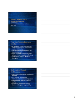 Positive Approaches To Resolving Conflicts
