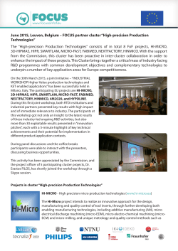 The &ldquo;High-precision Production Technologies&rdquo; consists of in total 8