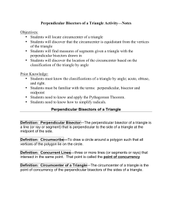 Perpendicular Bisectors of a Triangle Activity&mdash;Notes