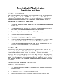 OWF Constitution - Oceania Weightlifting Federation